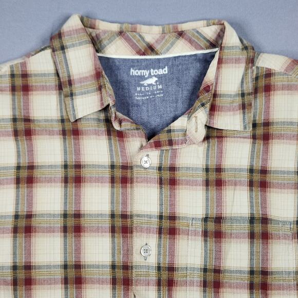 Horny Toad Men's Medium Long sleeve button up organic 100% cotton plaid shirt - Picture 2 of 9
